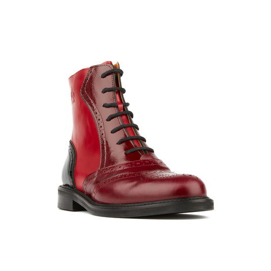 Brick Lane Boots - Red & Claret & Black